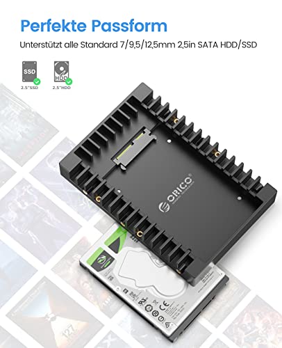 [2 Stück] ORICO 2,5\ auf 3,5\ interner Festplattenadapter Konverter Einbaurahmen Wechselrahmen, für 2,5 Zoll SATA HDD oder SSD von 7/9,5/12,5 mm, Kein Kabel Erforderlich(1125SS)