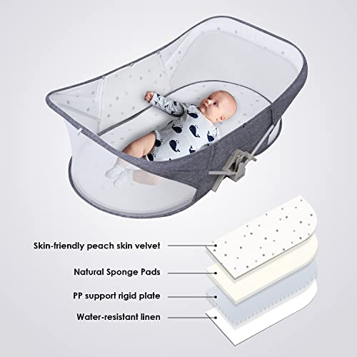 Beberoad Love Baby Travel Bassinet Portable Bassinet-Folding Portable Baby Bed Baby Bassinet In Bed Mini Travel Crib Infant Travel Bed With Mosquito Net And Canopy Lightweight Washable Foldable #TOP2