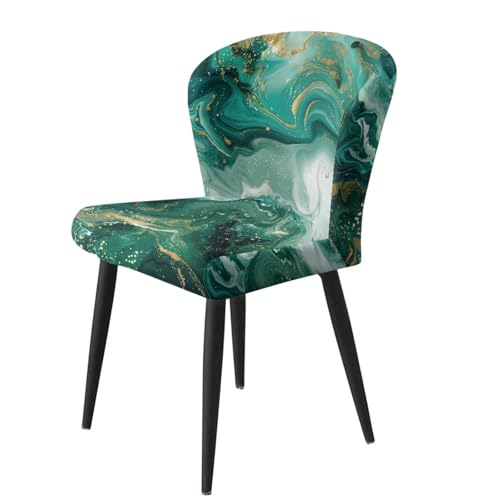 Image of Green Marble Pattern Bar Stool Seat Covers with Elastic Band Bar Stool Covers with Backs Non-Slip Elastic Square Barstool Covers Slipcovers Set of 2 Home Decor