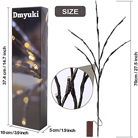 Dmyuki 4Pack Twig Lights, Branches Decoration with 80 Warm White LEDs Battery Powered, LED Decorative Twigs for Vases, Plug in Branch Lights for Room, Party, Birthday, Festival Celebration