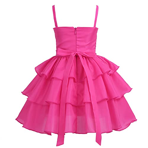 Image of Baby Girls Stylish Princess Dresses Satin Pretty Knee Length Pink Birthday Kids A-Line Frock /Dress Years