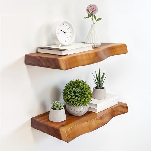 Gamoora Solid Wood Floating Shelves Set of 2 - Handcrafted