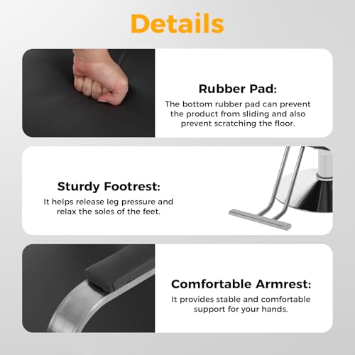 Marsyyds Barber Salon Chair, 360° Rotatable Adjustable Beauty Spa Hair Styling Salon Chair 440lbs Multi-Function Barber Chair w/Footrest &PU Cushion for Hair Salons & Barber Shops (Black + Silver) - Thumbnail 7