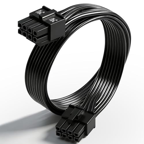 COMeap Câble adaptateur CPU 8 broches mâle vers CPU 8 broches (4 + 4 amovibles) mâle EPS-12 V carte mère pour alimentation modulaire Corsair 63 cm