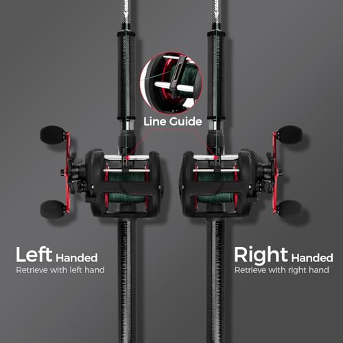KastKing Carretilha de pesca ReKon Level Wind Trolling, molinete redondo convencional de arremesso,