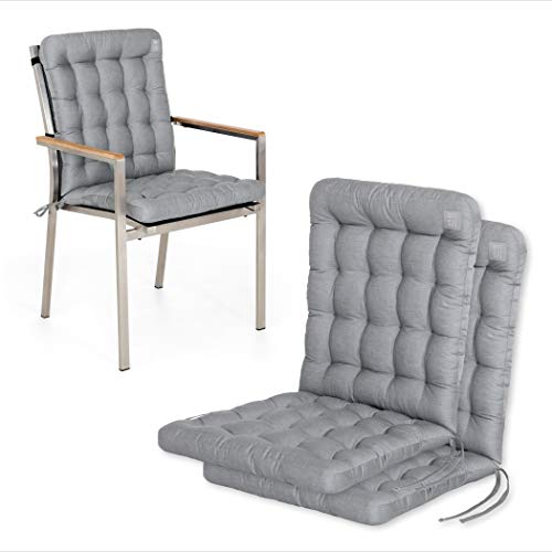 HAVE A SEAT Luxury | Gartenstuhlauflage Niedriglehner (2 St.) - Bequeme Sitzauflage Gartenstuhl - orthopädisch, wetterfest, waschbar bis 95° C - Made in Germany (2er Set - 100x48 cm, Hellgrau)