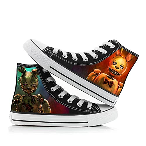 FNAF Shoes Security Breach Fazbear's Piazzari Anime Cosplay Leinwand Schuhe Horror Spiel Charakter Druck Schuhe Unisex Schnürschuhe Casual Fashion Sneakers, Typ 2, 41 1/3 EU Cover