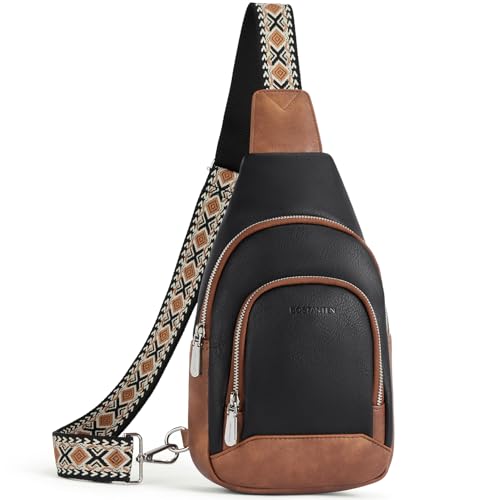 BOSTANTEN Sling Bag for Women Leather Crossbody Bag Vintage Cross Body Purse for Travel with Guitar Strap, Bohemian Style by BOSTANTEN - Used condition - US$16.34