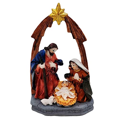 Estatueta da Sagrada Família | resina religiosa em pé | Decoração estatueta religiosa com figura Sag