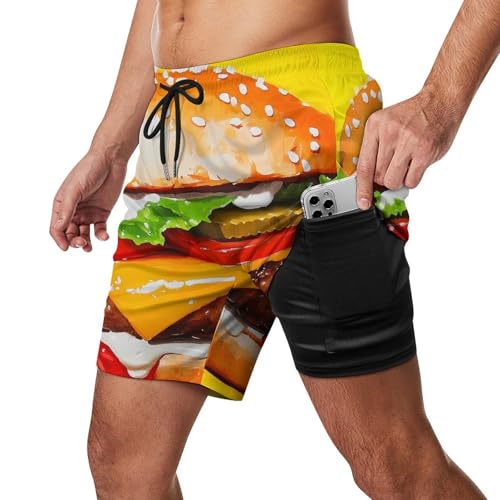 Beef Hamburger Fast Food Mens Swim Trunks Summer Beach Shorts Board Shorts Swimwear Bathing Suits with Pockets2
