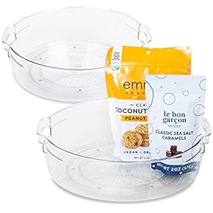 Smart Design Set of 2 Turntable Lazy Susan Spinning Organizer – 11.5 inch – BPA Free Plastic Resin – Fridge, Freezer, Cabinet, Food, Spices, Pantry – Clear
