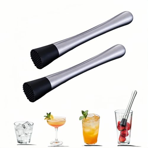 2-Pack Glass-Safe Muddler Set 8 inch, Dishwasher Safe Bar Tool