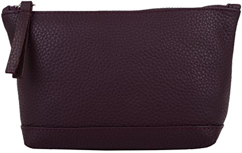 SNUGRUGS Trousse à maquillage en cuir souple véritable pour femme, bordeaux, Taille unique Cover