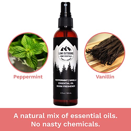 Natural Air Freshener - Peppermint Vanilla - Essential Oil Odor Eliminating Bathroom Spray By Lumi Outdoors #TOP1