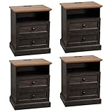 Mesita de noche con estación de carga, mesa auxiliar moderna de madera para dormitorio y oficina