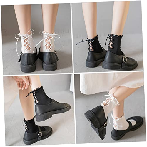 Kesyoo 2 Pairs Lace-Up Socks Cozy Socks For Women Over The Knee Socks Womens Knee High Socks Fashion Socks White Sock Cute Crew Socks Creative Lace-Up Socks Taste Cotton Running Socks #TOP3