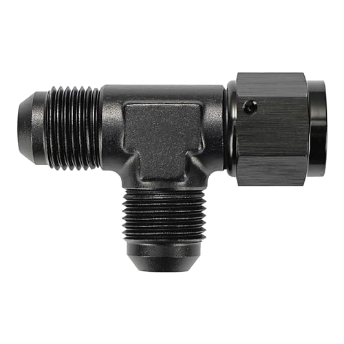 EVIL ENERGY 8AN Flare Male Tee Fitting Adapter with AN8 Female Swivel on Run Black