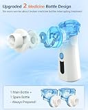 Bowfar Inhalator nebulizator, cichy inhalator z 2 kubkami na lek dla dorosłych i dzieci, wielkość cząsteczek 2-5 µm, 3 prędkości, przenośny, akumulatorowy inhalator ultradźwiękowy - niebieski