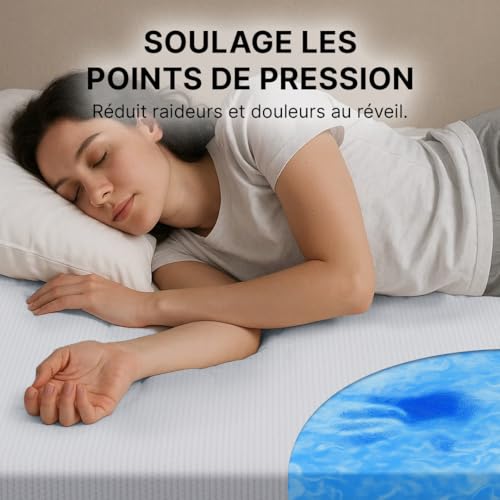 Surmatelas mémoire de forme 140x200 cm thermorégulateur et climatisé
