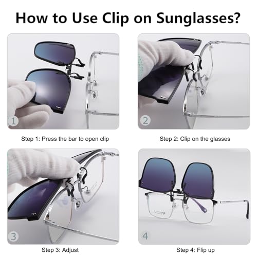 Long Keeper Polaryzowane okulary przeciwsłoneczne z klipsem dla kobiet i mężczyzn, okulary z klipsem do wędkowania i jazdy, okulary do jazdy nocnej antyodblaskowe, ponadwymiarowe składane okulary