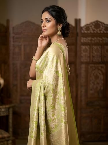 ZHANAKI VASTRA green semi silk saree – image 4