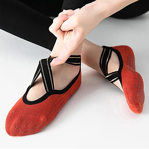Yoga Socks For Women,Non Slip Socks,Slipper Socks,Dance Socks For Yoga,Pilates,Ballet,Dance,Sport 1 Pair (Red) #TOP2
