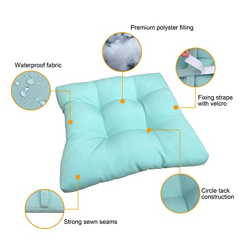 Cozplen Bar Stool Cushions, Outdoor Patio Home Kitchen Square Seat Cushions With Ties 12 Inches , Set Of 2, Bright Red #TOP2