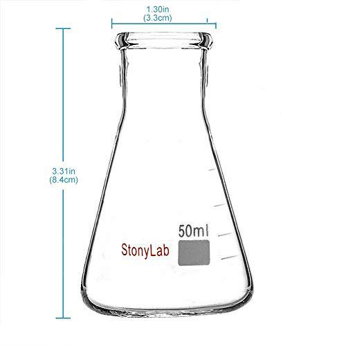Stonylab ZXP-2PK-GLASS-50ML 2-Pack Glass 50Ml Heavy Wall Narrow Mouth Erlenmeyer Flasks thumb #1