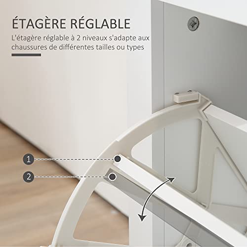 Meuble à chaussures pour couloir et entrée au design blanc et chêne naturel