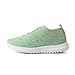 HINDOLA Women's Mesh Walking Shoes Rhinestone Glitter Slip On Ballroom Jazz Latin Dance Sock Sneakers Casual Shoes Green