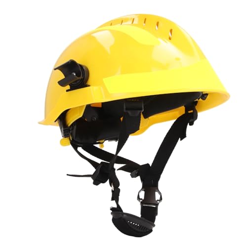 Casco di Sicurezza, Misura Regolabile Ventilazione Elmetto Salvataggio Resistente Al Calore Ammortizzante Costruzione con Intaglio Casco di Sicurezza Elmetto Lavoro (YELLOW)