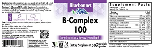 Bluebonnet Nutrition B Complex 100 Vegetable Capsules, Complete Full Spectrum, Vitamin B6, B12, Biotin, Folate, Vegan, Vegetarian, Gluten Free, Soy Free, Milk Free, Kosher, 50 Vegetable Capsules #TOP6