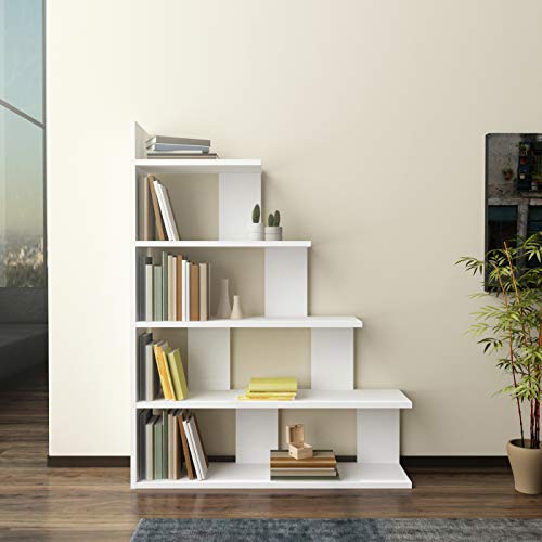 Decorotika Echo 47" White Accent Ladder Bookcase - Organizer - Room Divider #TOP4