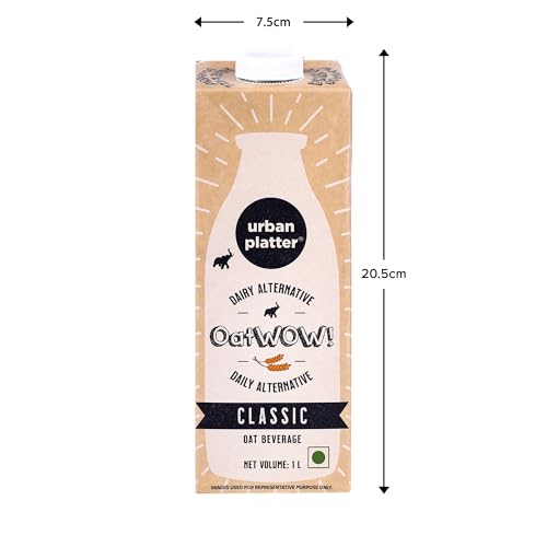 Image of Urban Platter OatWOW Classic Oat Beverage, 1 Litre (Pack of 1, Plant-Based, Milk Alternative, Creamy, Lactose-Free)