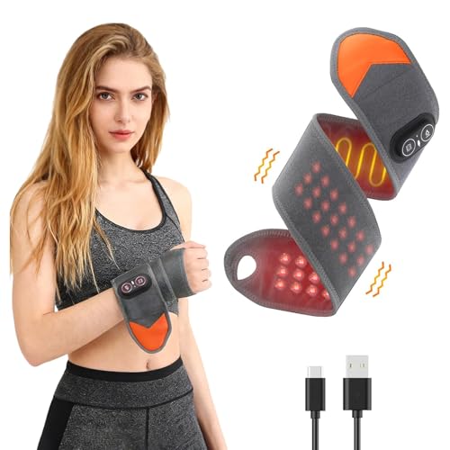 Red Light Therapy for Wrist,Portable 660nm-850nm 36 Red Light Beads Red Light Therapy for Hands with Three-Level Light Adjustment Function and Vibration Massage Effect,Therawrap for Carpal Tunnel