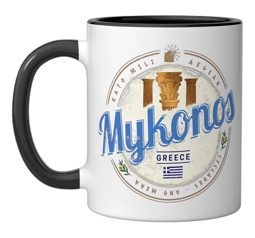Mykonos Cyclades Greece Ceramic Mug Black/White