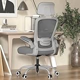 Mimoglad Office Chair, Comfy Desk Chair - High Back Ergonomic Computer Chair with Adjustable Lumbar Support & Headrest, Flip-up Armrests for Guitar Playing, Swivel Task Chair (Achromatic)