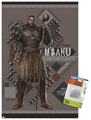 Póster de M'Baku Black Panther Wakanda Forever con chinchetas para pared 2