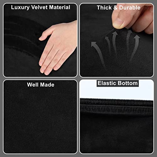 AZHCHKE Stretch Velvet Toilet Tank Lid Cover for Bathroom Super Soft Toilet Tank Cover Luxury Velvet Plush, with Elastic Bottom, Machine Wash, Black