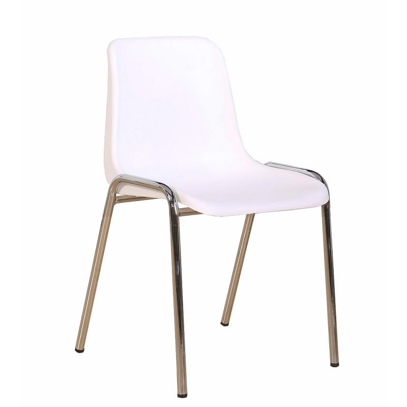 Silla Case, apilable, cromada, Polipropileno Color a Elegir (Blanco o Negro) (Blanco)