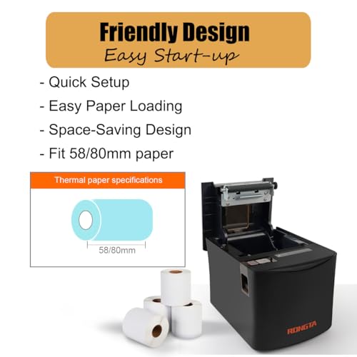 Rongta Thermal Receipt Printer, 80mm Receipt Printer, 250mm/s POS Printer, Kitchen Receipt Printer with Auto Cutter, Compatible with Windows/Linux Cups/MacOs/JavaPos/OPOS, Ideal for Small Business Use by Rongta - Image 5