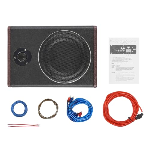 Poyujkyhr Subwoofer de 600 W, subwoofer activo de 8 pulgadas, para coche, con amplificador integrado y modo dual (vocal/bajo puro), ultrafino