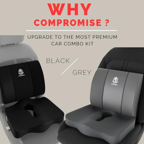 Image of MRRON Car Comfort Combo | Memory Foam Backrest & Wedge Seat Cushion Combo of 2 | Orthopedic Support for Back, Tailbone, Sciatica | Ergonomic Comfort for Car, Office| Posture Correction | Universal Fit