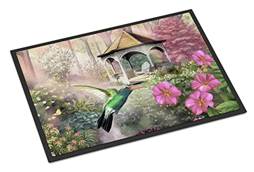 Caroline's Treasures PTW2052JMAT Garden Gazebo Hummingbird Doormat 24x36 Front Door Mat Indoor Outdoor Rugs for Entryway, Non Slip Washable Low Pile, 24H X 36W