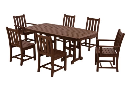 POLYWOOD PWS133-1-MA Traditional Garden 7-Piece Dining Set, Mahogany