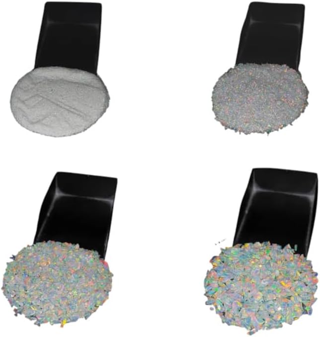 Crushed White Opal Coarse Stone Powder All Size Premium Inlay Material Woodwork Inlay MultiFire Opal Ring Inlay Sparkling Fire White Healing Crystals Chips Decoration Craft DIY