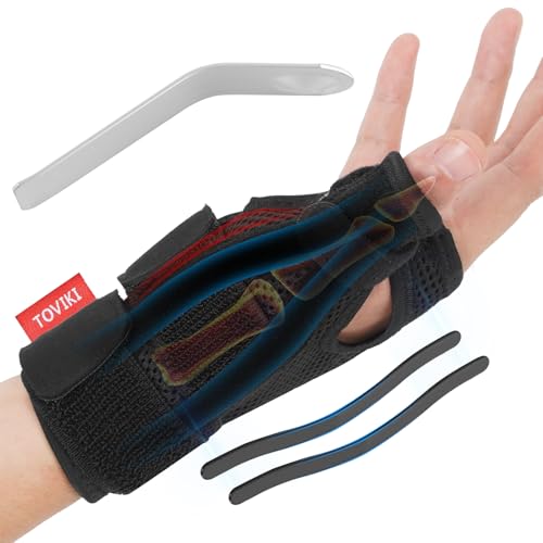 TOVIKI Thumb Spica Splint & Metal Wrist Support Combo - for Carpal Tunnel, Arthritis, Trigger Thumb | Adjustable Brace for Women/Men (Right Hand)