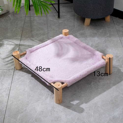 Lit surélevé pour animaux en bois et peluche violette - 7