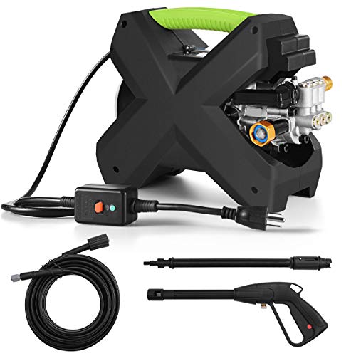 Goplus Mini Electric High Pressure Washer, 2000PSI Handheld Power Cleaner, 1.6 GPM, Compact X-Shaped Cleaning Machine for Deck Patio Car (Green)