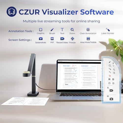 image for CZUR Fancy S Pro USB Document Camera for Teacher, 12MP 4K Webcam with 